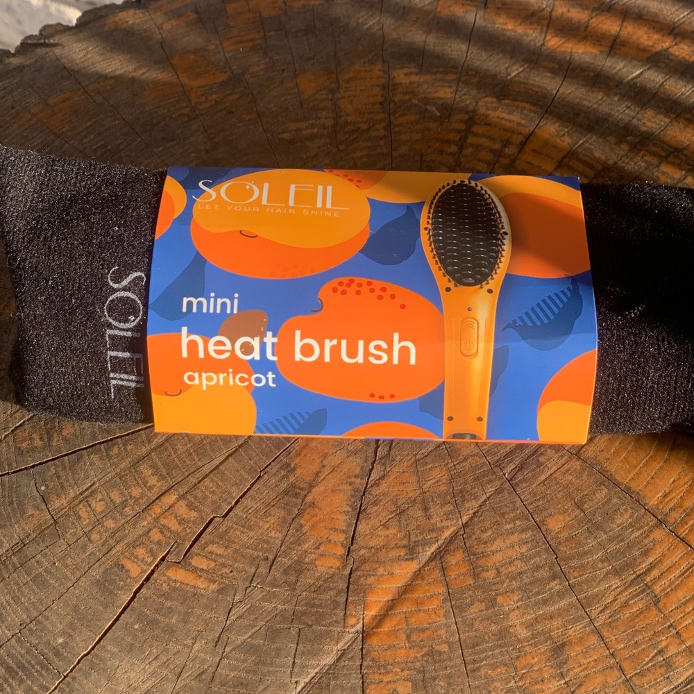 NEW SOLEIL Mini Heat Brush Apricot Orange Ceramic Tourmaline Bristles